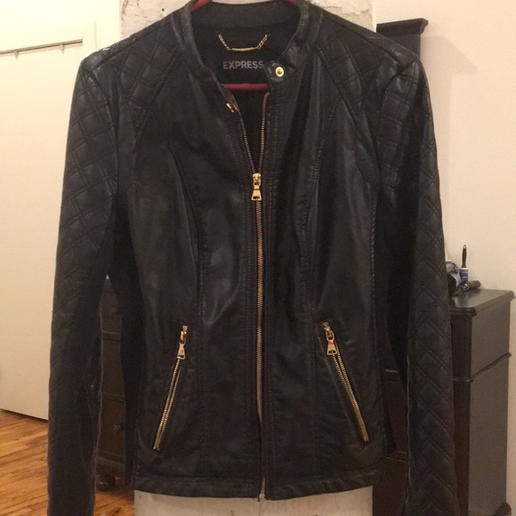 Express Jackets & Blazers - ✨ Express Black Motorcycle Jacket Quilted Size M